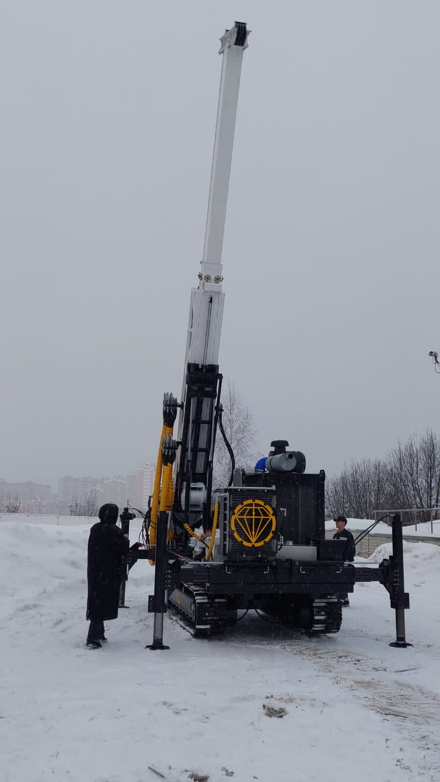 Diamond core drilling rig in snow